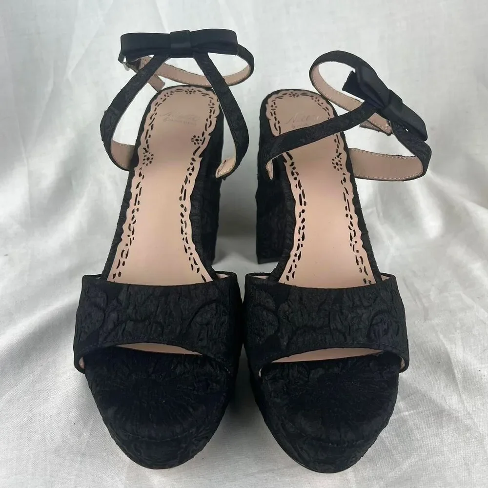 Muse by Marchesa Francesca Floral Print Bow Detail Platform Ankle Strap Size 8
